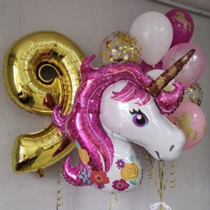 Шар розовый единорог